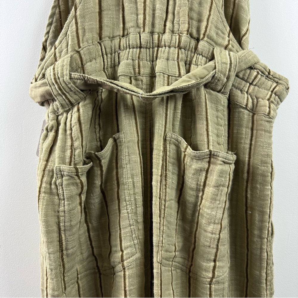 NWT Free People One Ballast Striped Belted Overall Jumpsuit Moss Large - Picture 11 of 15